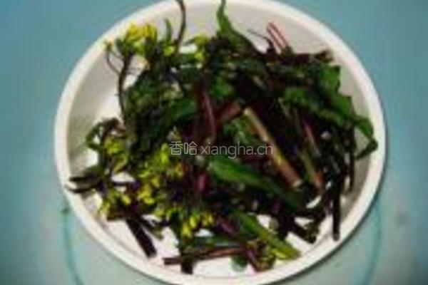 红菜苔炒腊肉的做法图解3