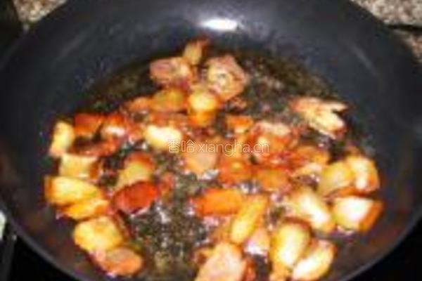 红菜苔炒腊肉的做法图解5