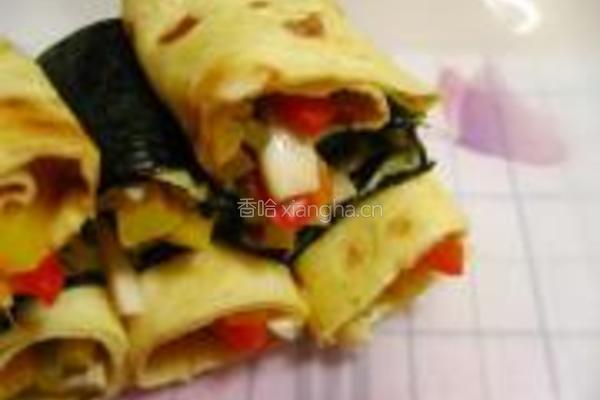 彩蔬鸡蛋卷的做法图解9