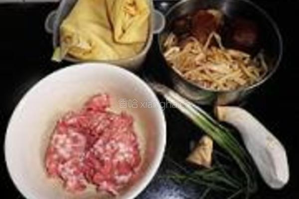 双菇肉糜百叶包的做法图解1