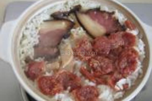 熏肉香肠煲仔饭的做法图解4