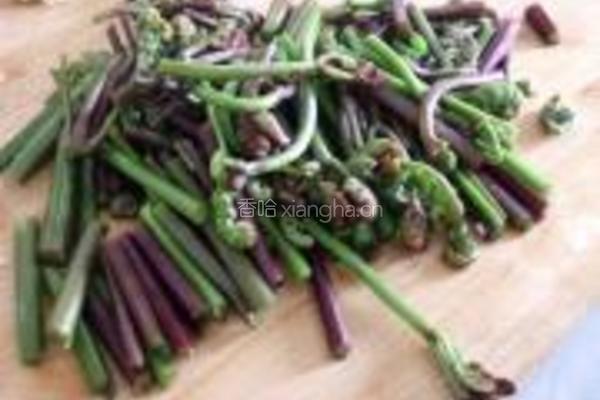 蕨菜炒腊肉的做法图解2