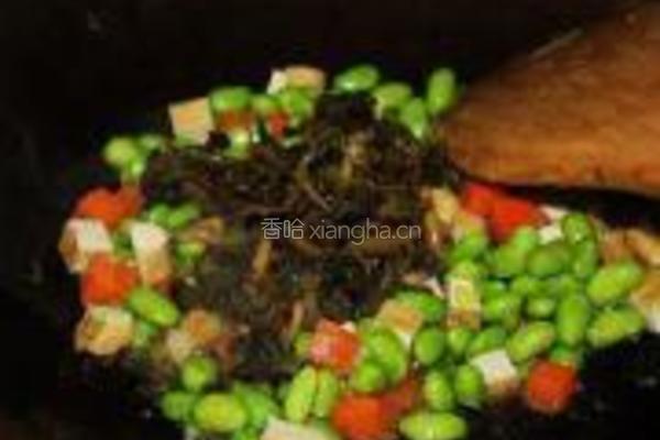 萝卜菜炒毛豆的做法图解6