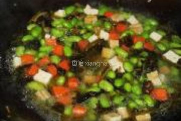 萝卜菜炒毛豆的做法图解7