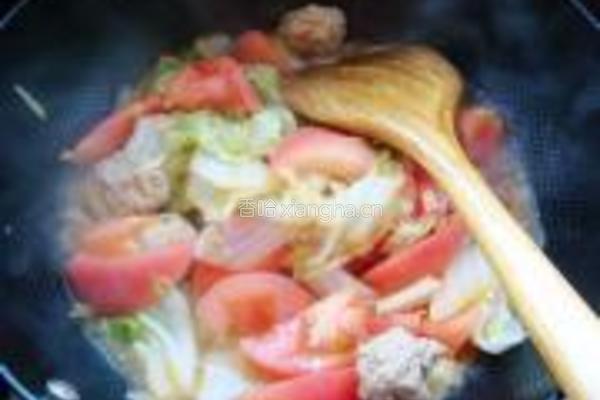 番茄白菜炖肉丸的做法图解7