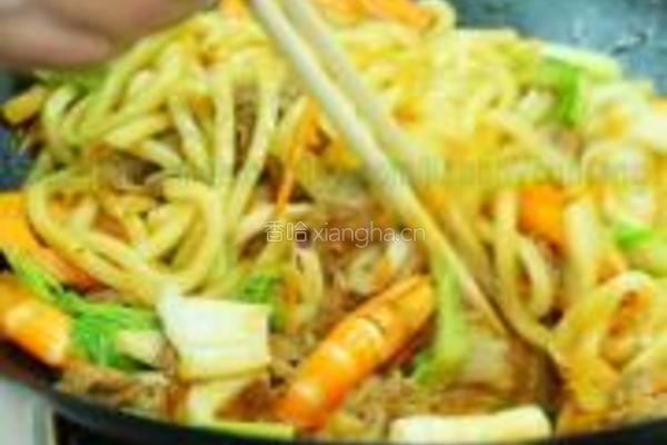 生炒三鲜乌冬的做法图解15