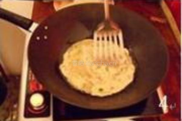 香菜火腿摊煎饼的做法图解4