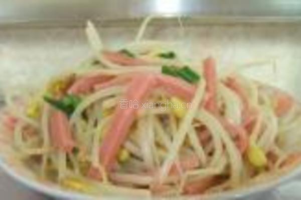 火腿丝炒黄豆芽的做法图解8