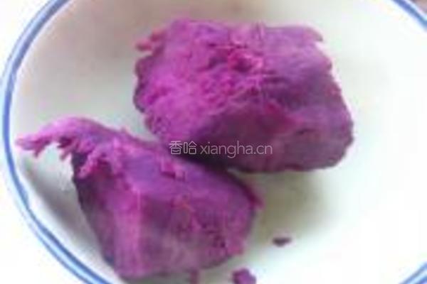 紫薯糯米豆沙饼的做法图解1