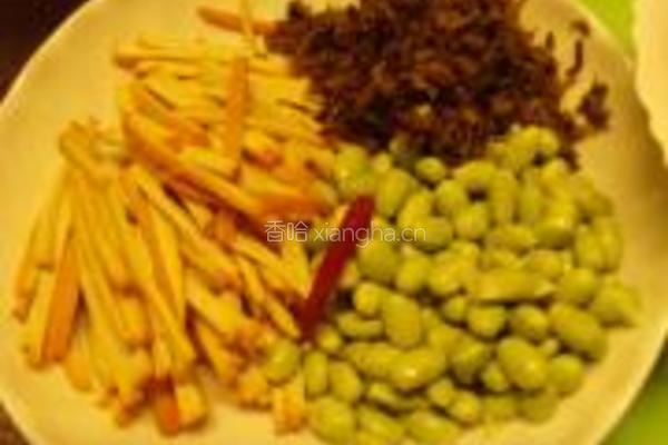 香干肉丝毛豆的做法图解2