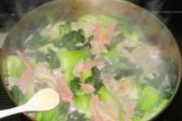 平菇方香肠炒青菜的做法图解7