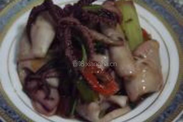 葱爆墨斗鱼的做法图解4
