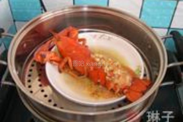 蒜蓉开背蒸龙虾的做法图解9