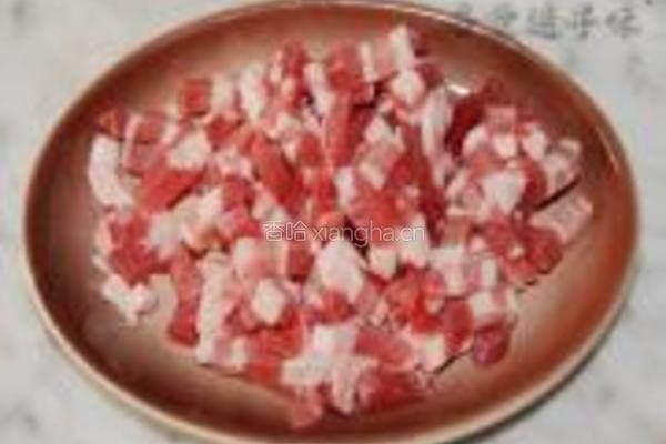 咸肉泡菜炒豆腐的做法图解2