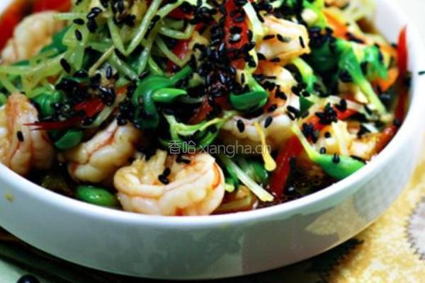 虾球拌黑豆芽