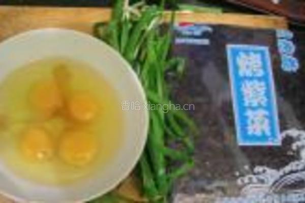 海苔韭菜厚蛋烧的做法图解1