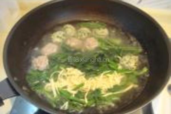 南瓜苗肉丸汤的做法图解5