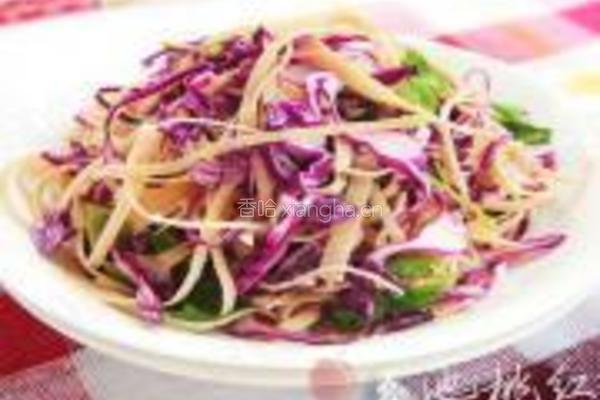 紫甘蓝拌豆腐丝的做法图解2