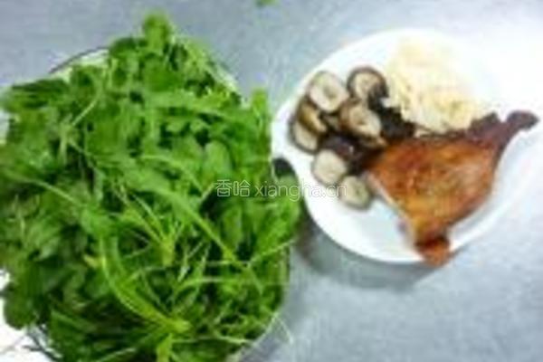 荠菜烤鸭羹的做法图解1