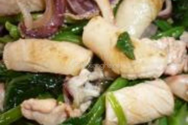 青菜炒鱿鱼干的做法图解5