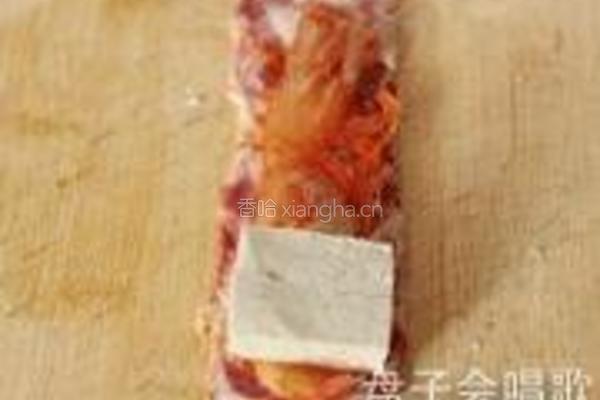 泡菜豆腐培根卷的做法图解3