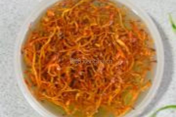 肉丝虫草花炒韭苔的做法图解1