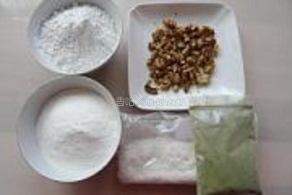 绿茶核桃糕的做法图解1