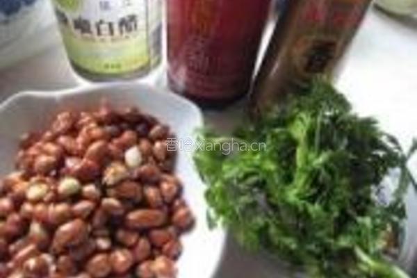 醋拌香菜花生米的做法图解1