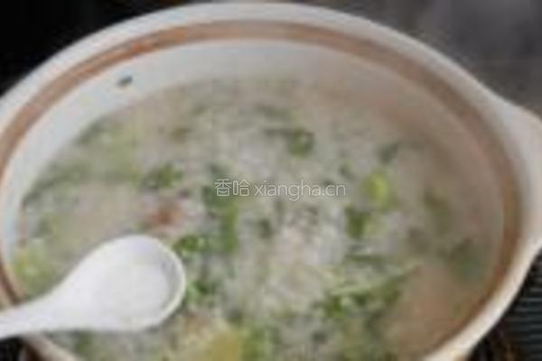 荠菜鸡肝糯米粥的做法图解8