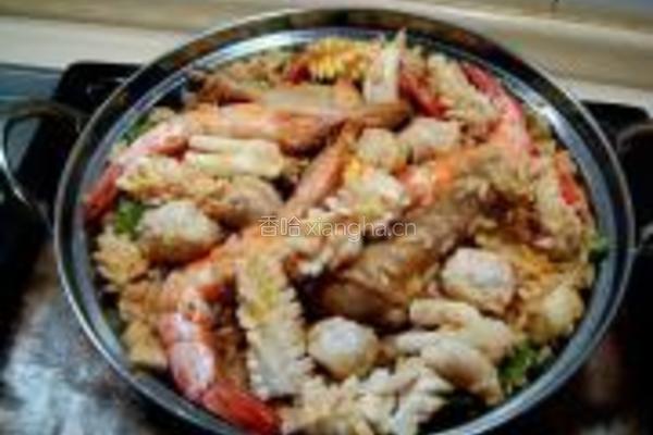 焗鸡肉海鲜饭的做法图解8