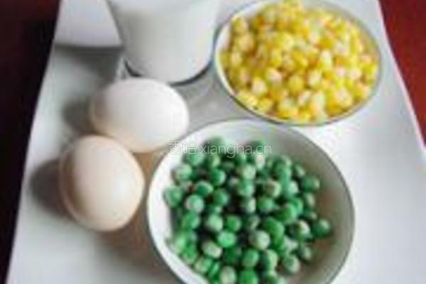 鸡蛋玉米豌豆饼的做法图解1