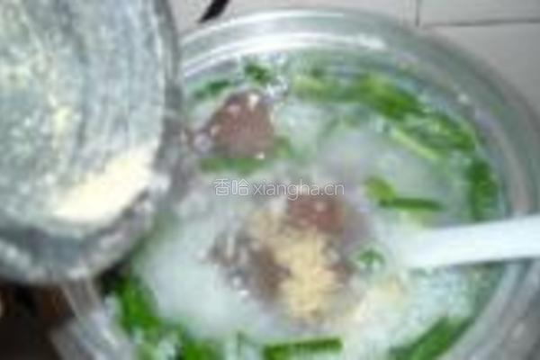 猪红韭菜粥的做法图解8