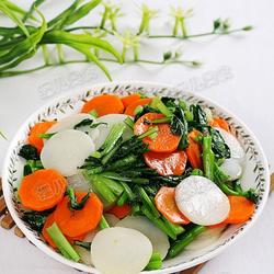 菜心胡萝卜炒年糕的做法[图]