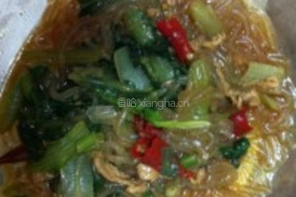 粉丝炒小白菜的做法图解1