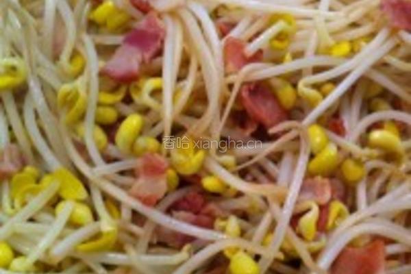 培根炒黄豆芽蒜苗的做法图解5