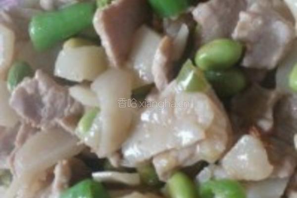 荸荠毛豆炒肉的做法图解4