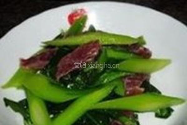 腊肠炒芥蓝的做法图解8