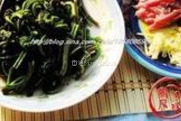 水蕨菜炒肉丝的做法图解2