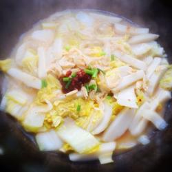 豆瓣娃娃菜煮年糕的做法[图]