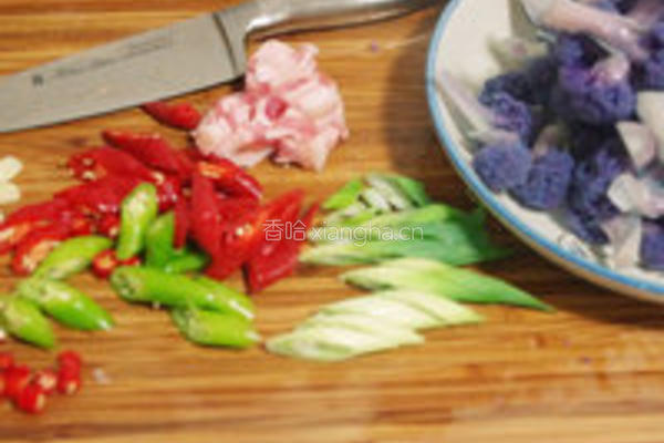 干锅紫菜花的做法图解1