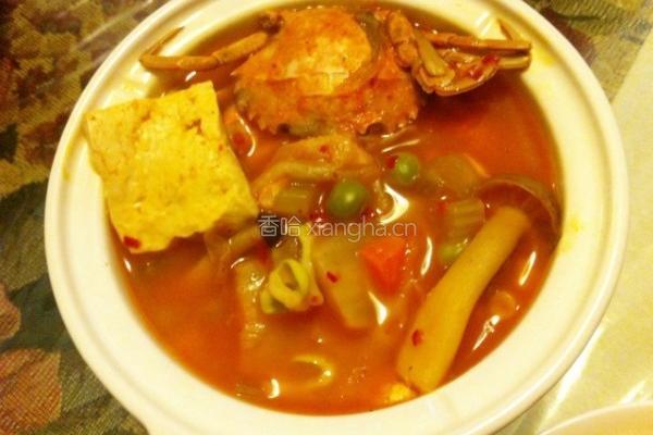 韩式泡菜海鲜豆腐菌菇汤
