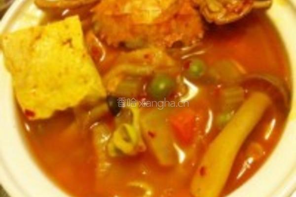 韩式泡菜海鲜豆腐菌菇汤的做法图解1
