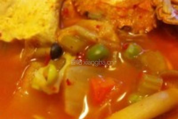 韩式泡菜海鲜豆腐菌菇汤的做法图解2