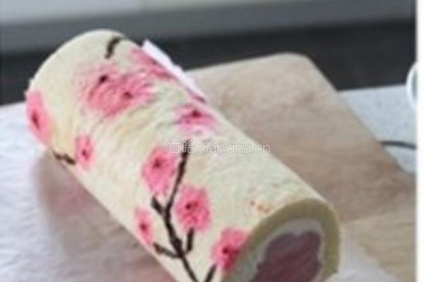桃花手绘蛋糕卷的做法图解18