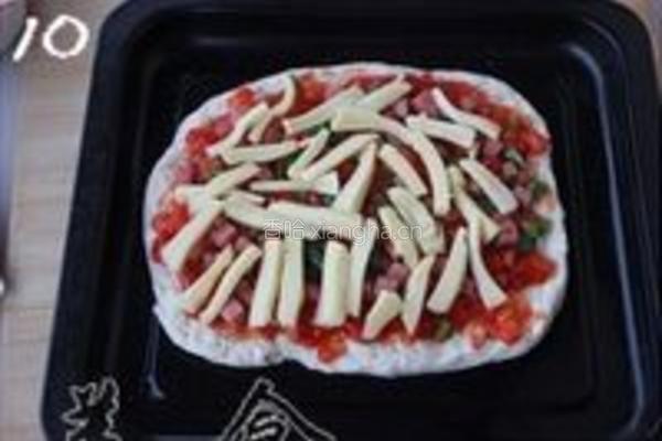 彩椒午餐肉披萨的做法图解10