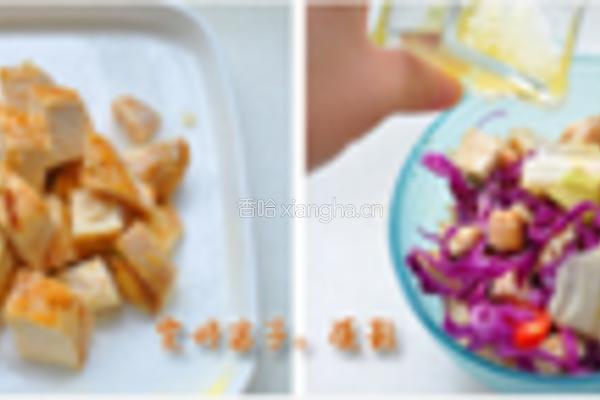 烤鸡胸肉粒牛油果彩蔬沙拉的做法图解5