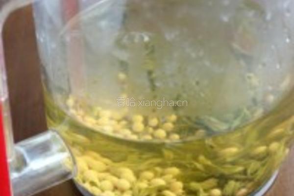黄绿豆绿茶豆浆的做法图解2