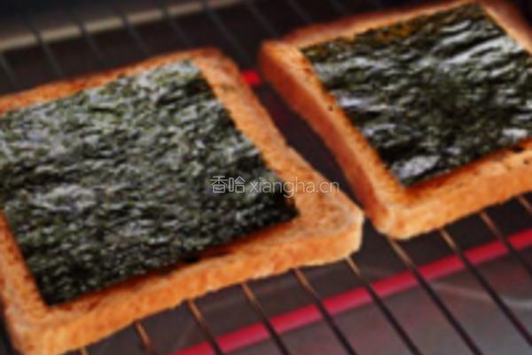 海苔果仁三文治的做法图解1