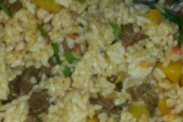 南瓜牛肉咖喱炒饭的做法图解5