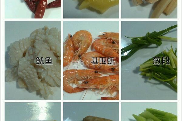 平锅鱿鱼虾的做法图解1
